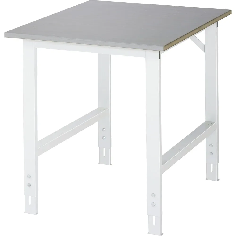 RAU höhenverstellbarer Werktisch Serie TOM, HxBxT 760-1.080 x 750 x 1.000 mm, Arbeitsplatte Edelstahlblech-Belag