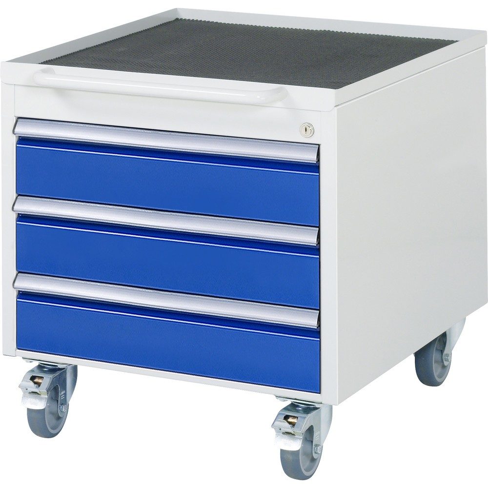 RAU Werkstattwagen Serie 7000, HxBxT 565 x 580 x 650 mm, Schiebebügel frontal, 3 Schubladen 3 x 120 mm, Arbeitsplatte Metall