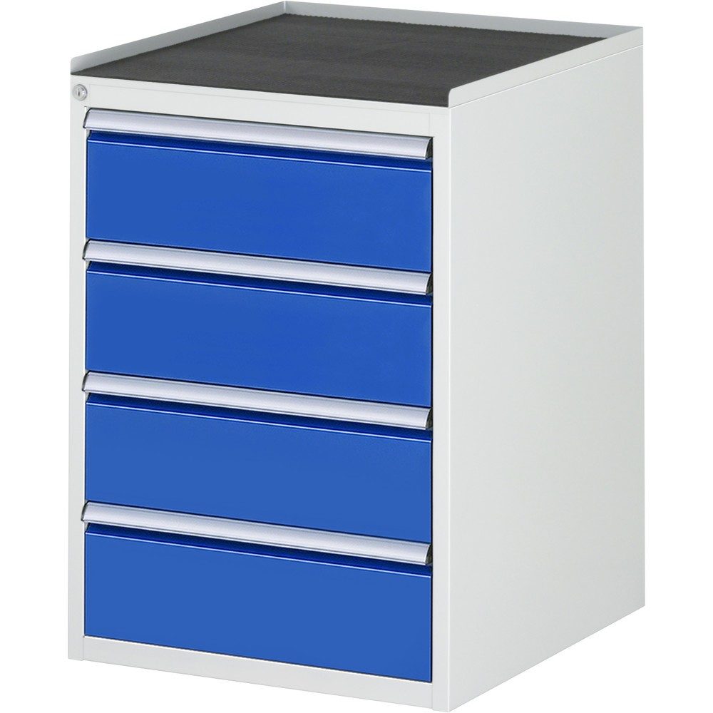RAU Schubladenschrank Serie 7000, HxBxT 825 x 580 x 650 mm, 4 x 100%-Auszug-Schubladen 4 x 180 mm, Arbeitsplatte Metall