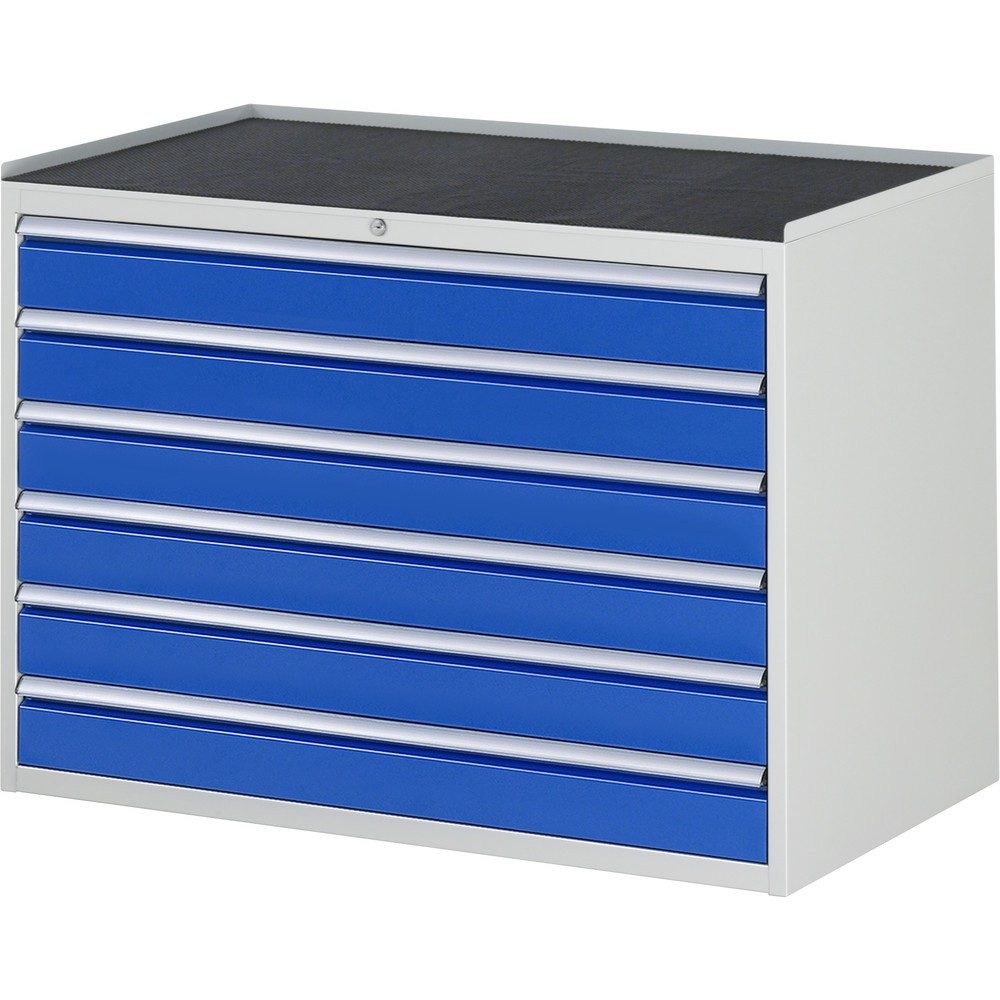 RAU Schubladenschrank Serie 7000, HxBxT 825 x 1.145 x 650 mm, 6 x 90%-Auszug-Schubladen 6 x 120 mm, Arbeitsplatte Metall
