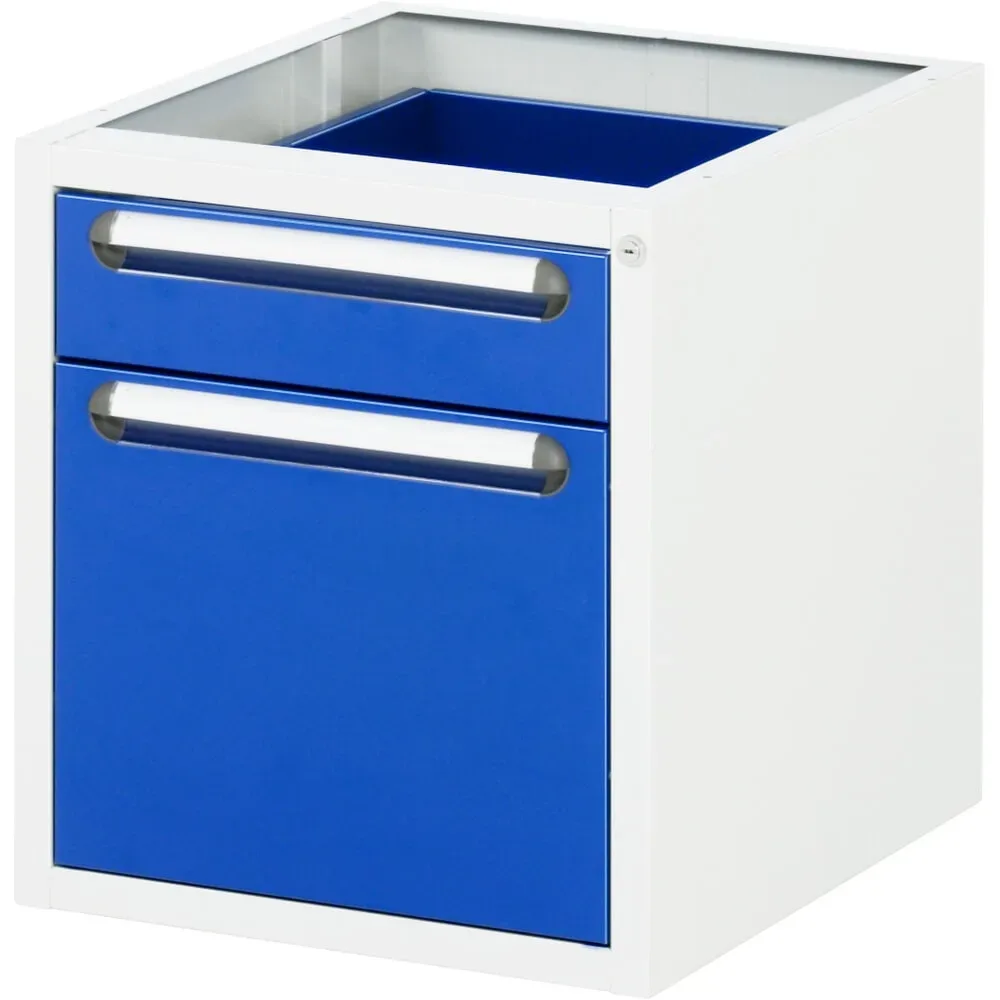 Unterbau-Container, Höhe 545 mm, 2 Schubladen, lichtgrau / enzianblau RAU