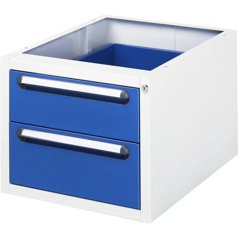 Unterbau-Container, Höhe 395 mm, 2 Schubladen, lichtgrau / enzianblau RAU