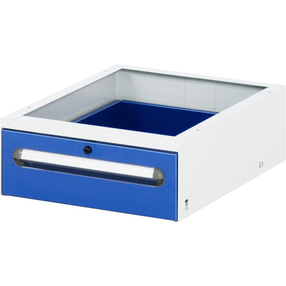 Unterbau-Container, Höhe 175 mm, 1 Schublade, lichtgrau / enzianblau RAU
