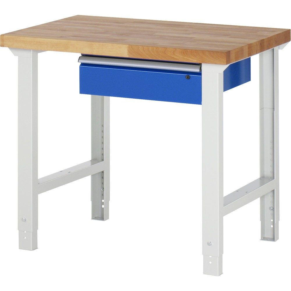RAU Werkbank Serie 7000, HxBxT 790-1.140 x 1.000 x 700 mm, 1 Schublade, ErgoScript
