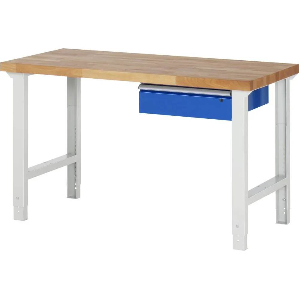 RAU Werkbank Serie 7000, HxBxT 790-1.140 x 1.500 x 700 mm, 1 Schublade, ErgoScript