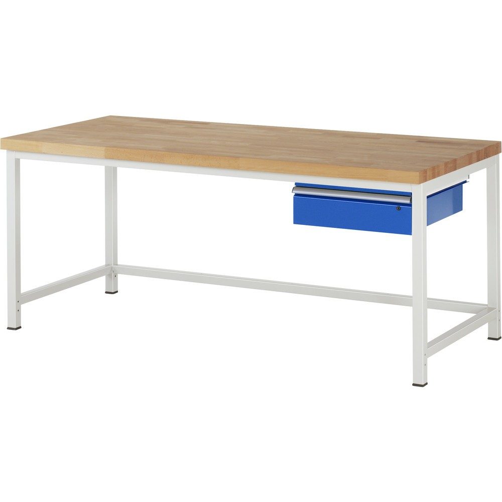 RAU Werkbank Serie 8000, HxBxT 840-1.040 x 2.000 x 900 mm, 1 Schublade