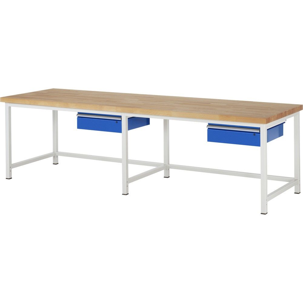RAU Werkbank Serie 8000, HxBxT 840 x 3.000 x 900 mm, 2 Schubladen, Schubladen-TK 50 kg