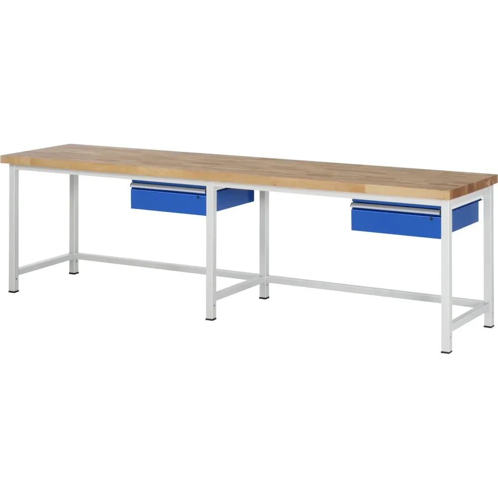 RAU Werkbank Serie 8000, HxBxT 840-1.040 x 3.000 x 700 mm, 2 Schubladen