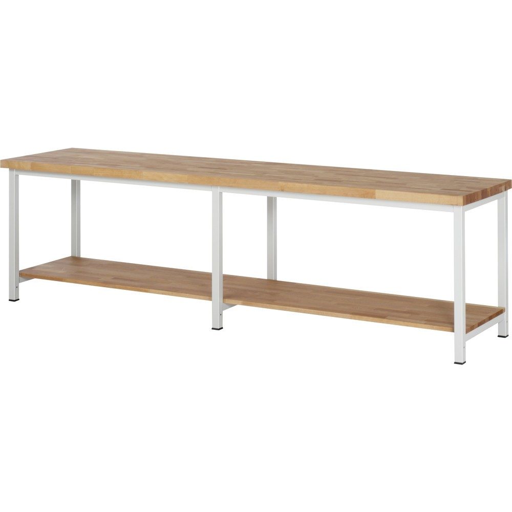 RAU Werkbank Serie 8000, 1 Buche-Massiv-Ablageboden Tiefe 557 mm, HxBxT 840 x 3.000 x 700 mm