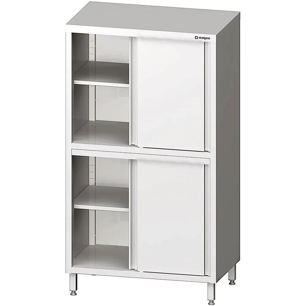 Stalgast Hochschrank mit Schiebetüren, 1100x600x1800 mm, mit zwei Schrankräumen, verschweisst