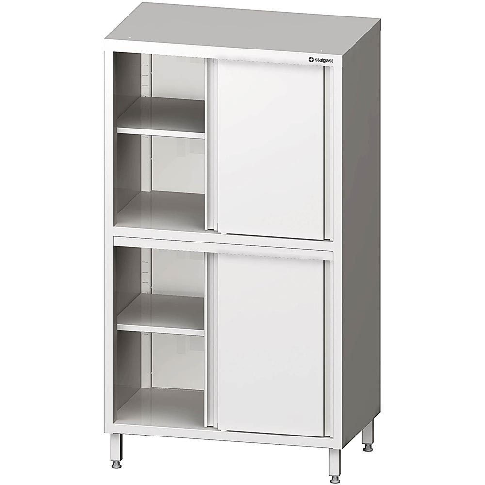 Stalgast Hochschrank mit Schiebetüren, 900x700x1800 mm, mit zwei Schrankräumen, verschweisst