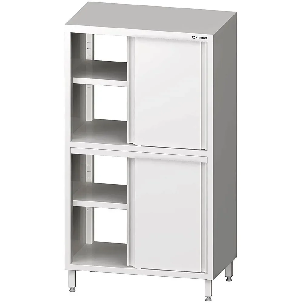 Stalgast Durchreiche-Hochschrank mit Schiebetüren, 1000x600x1800 mm, mit zwei Schrankräumen, verschweisst