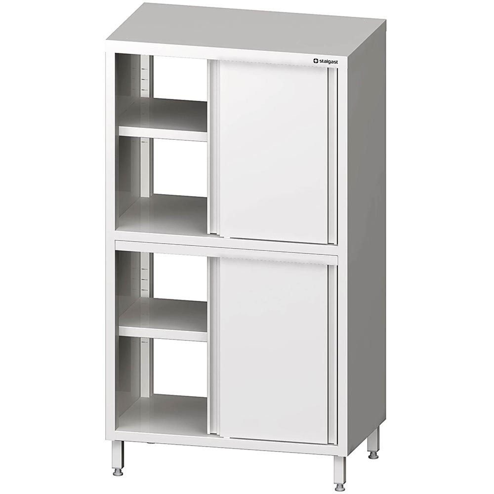 Stalgast Durchreiche-Hochschrank mit Schiebetüren, 1100x700x1800 mm, mit zwei Schrankräumen, verschweisst