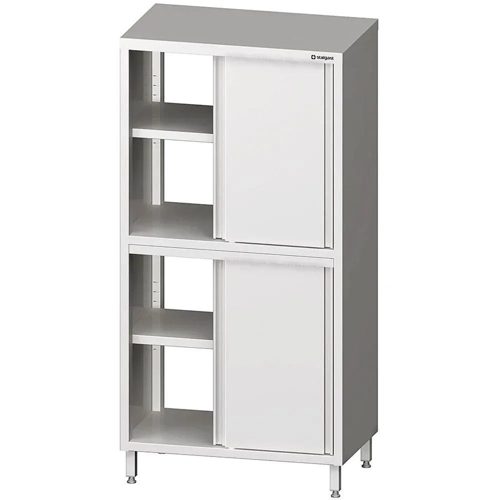 Stalgast Durchreiche-Hochschrank mit Schiebetüren, 800x700x2000 mm, mit zwei Schrankräumen, verschweisst