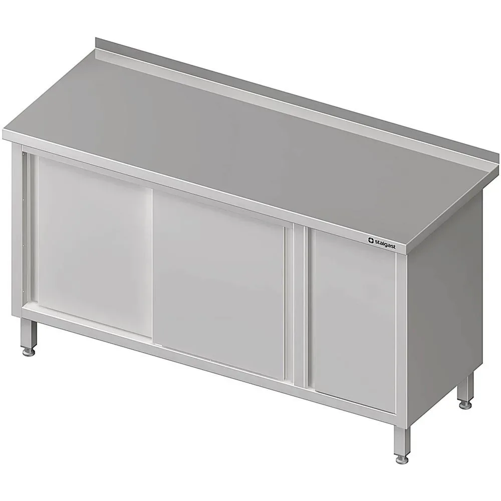 Stalgast Arbeitsschrank mit Schiebetüren, 1900x700x850 mm, mit Flügeltürschrank rechts, mit Aufkantung, verschweisst