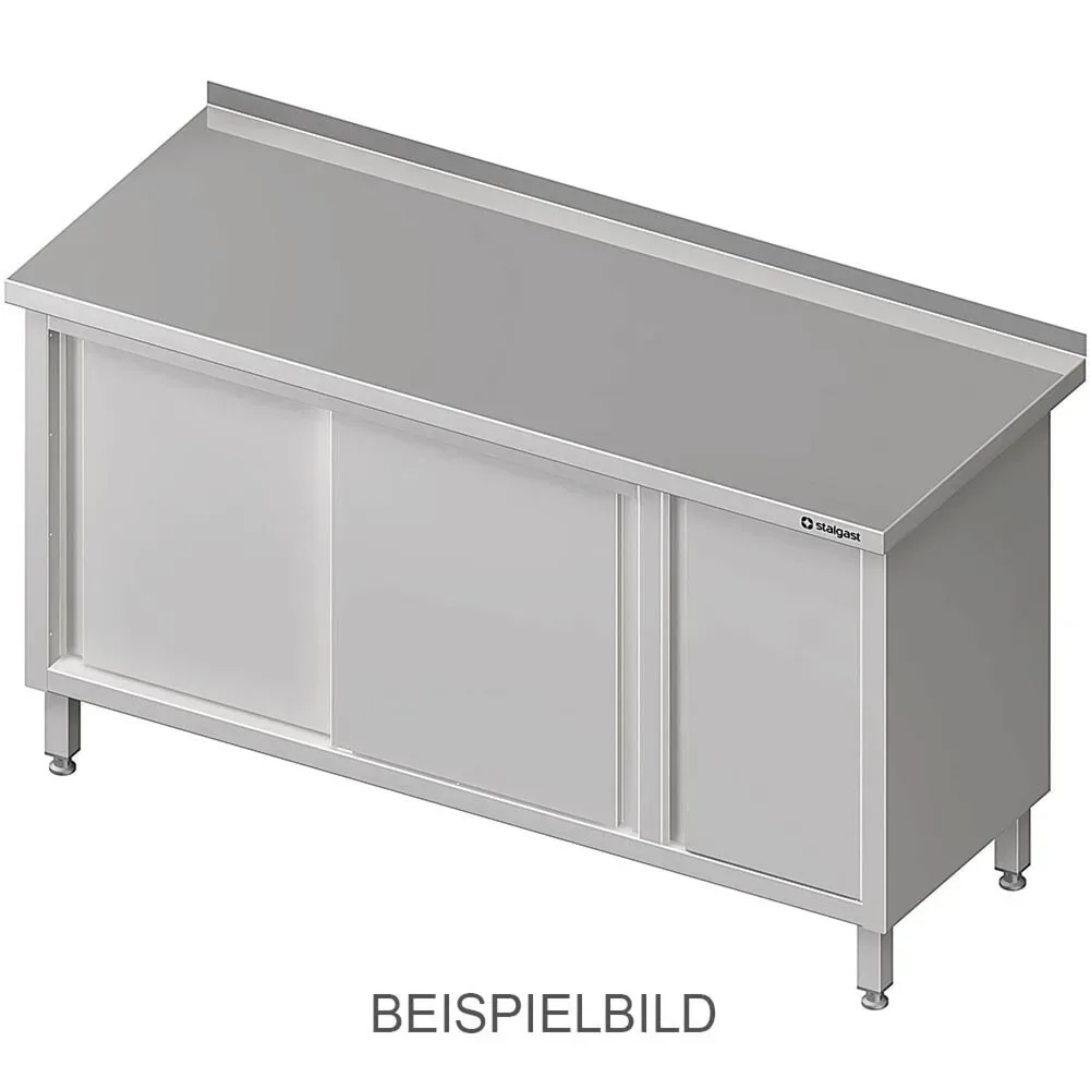 Stalgast Arbeitsschrank mit Schiebetüren, 1400x700x850 mm, mit Flügeltürschrank rechts, ohne Aufkantung, verschweisst