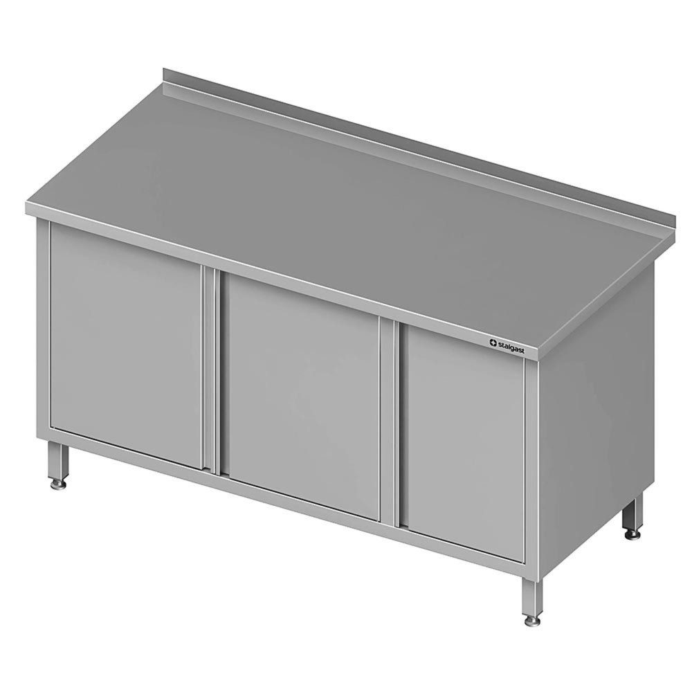 Stalgast Arbeitsschrank mit Flügeltüren, 1700x600x850 mm, mit Flügeltürschrank rechts, mit Aufkantung, verschweisst