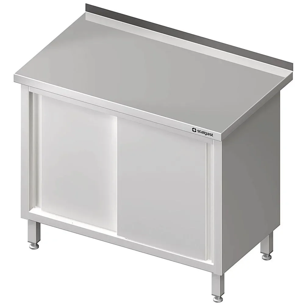 Stalgast Arbeitsschrank mit Schiebetüren, 1700x600x850 mm, mit Aufkantung, verschweisst