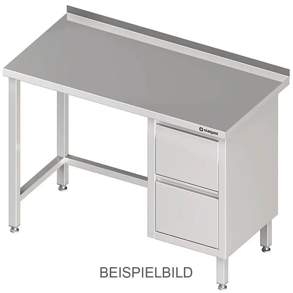 Stalgast Arbeitstisch ohne Grundboden, 2000x700x850 mm, mit 2er Schubladenblock links, ohne Aufkantung, verschweisst