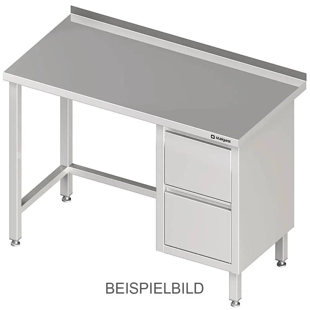Stalgast Arbeitstisch ohne Grundboden, 2500x700x850 mm, mit 2er Schubladenblock links, ohne Aufkantung, verschweisst