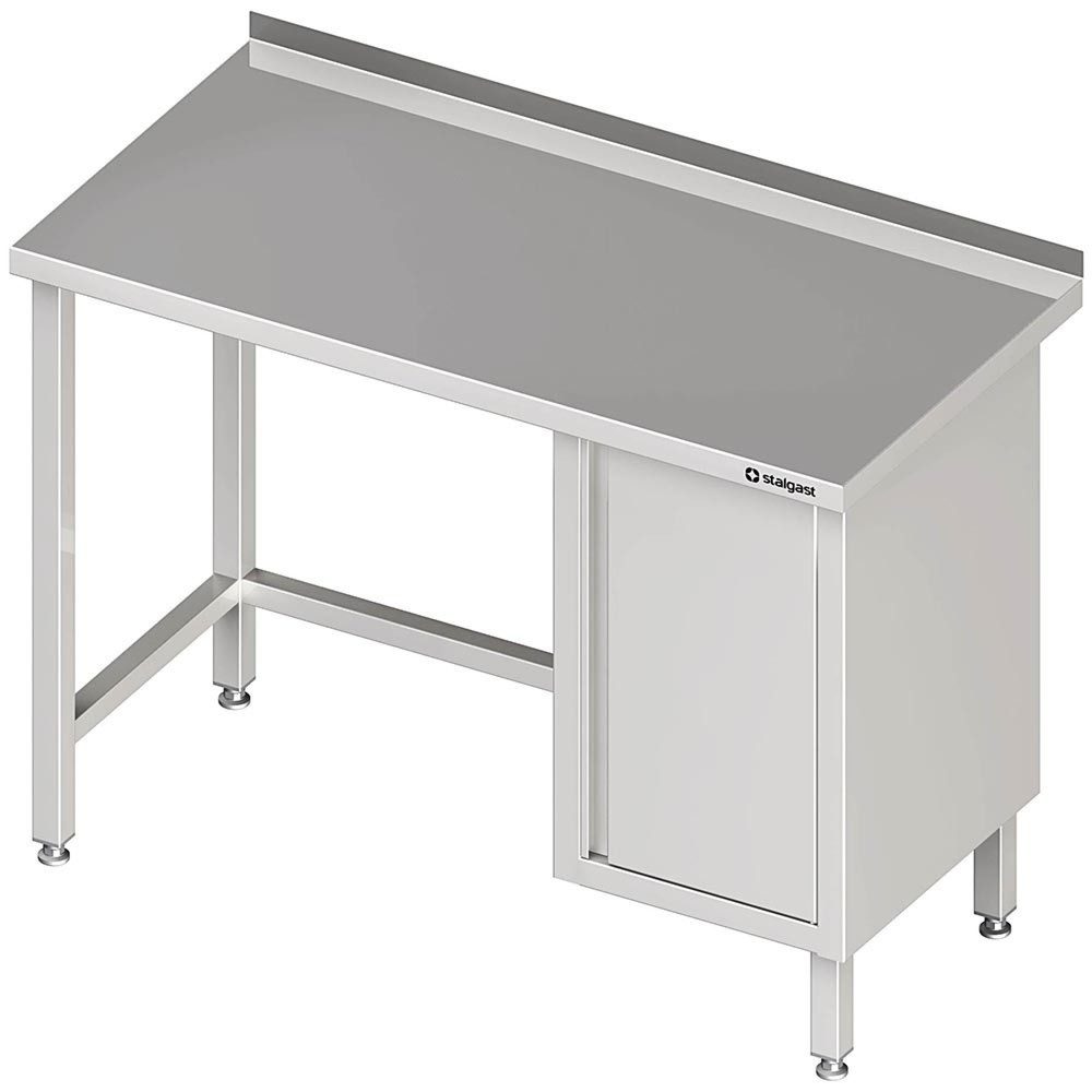 Stalgast Arbeitstisch ohne Grundboden, 1500x600x850 mm, mit Flügeltürschrank rechts, mit Aufkantung, verschweisst