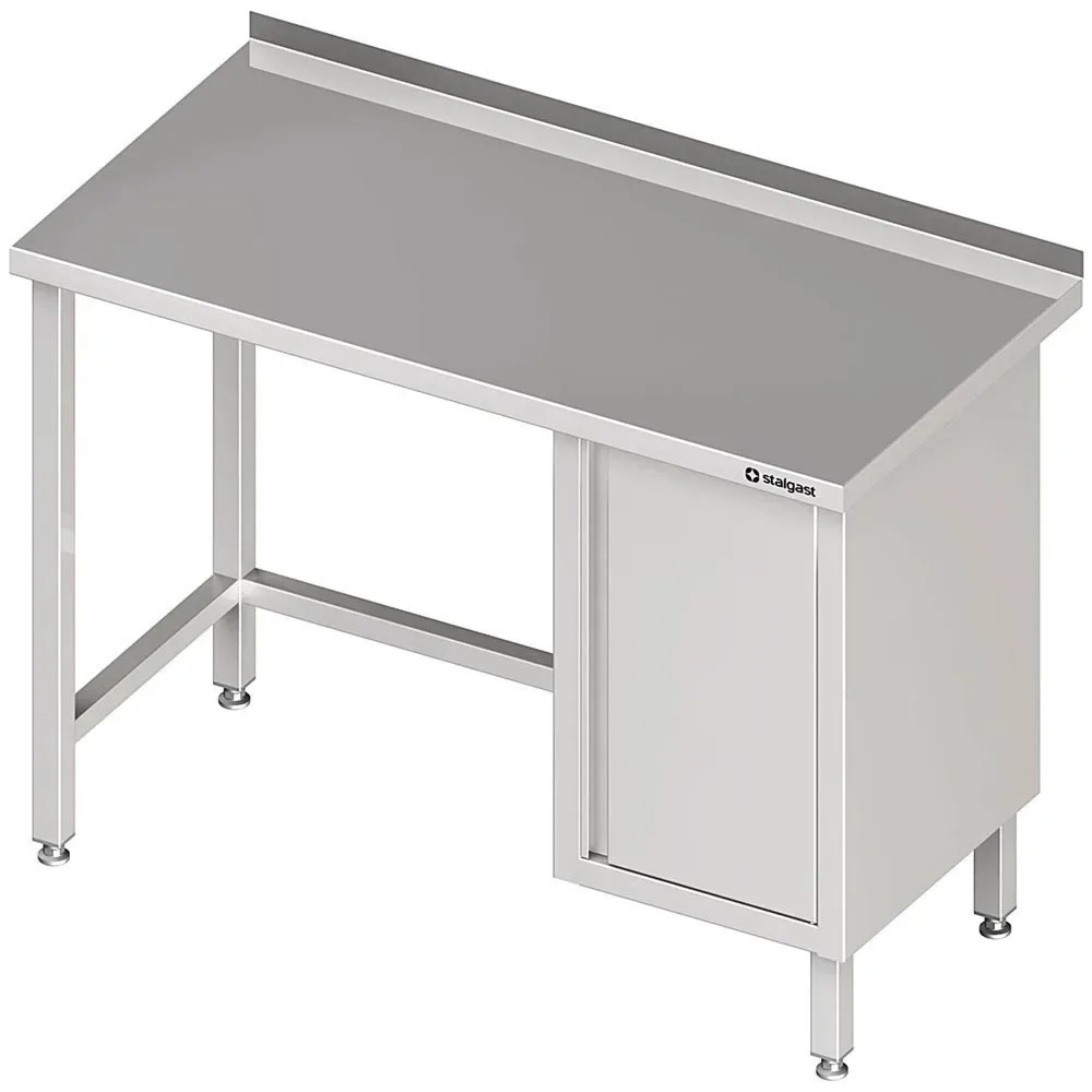 Stalgast Arbeitstisch ohne Grundboden, 1300x600x850 mm, mit Flügeltürschrank rechts, mit Aufkantung, verschweisst