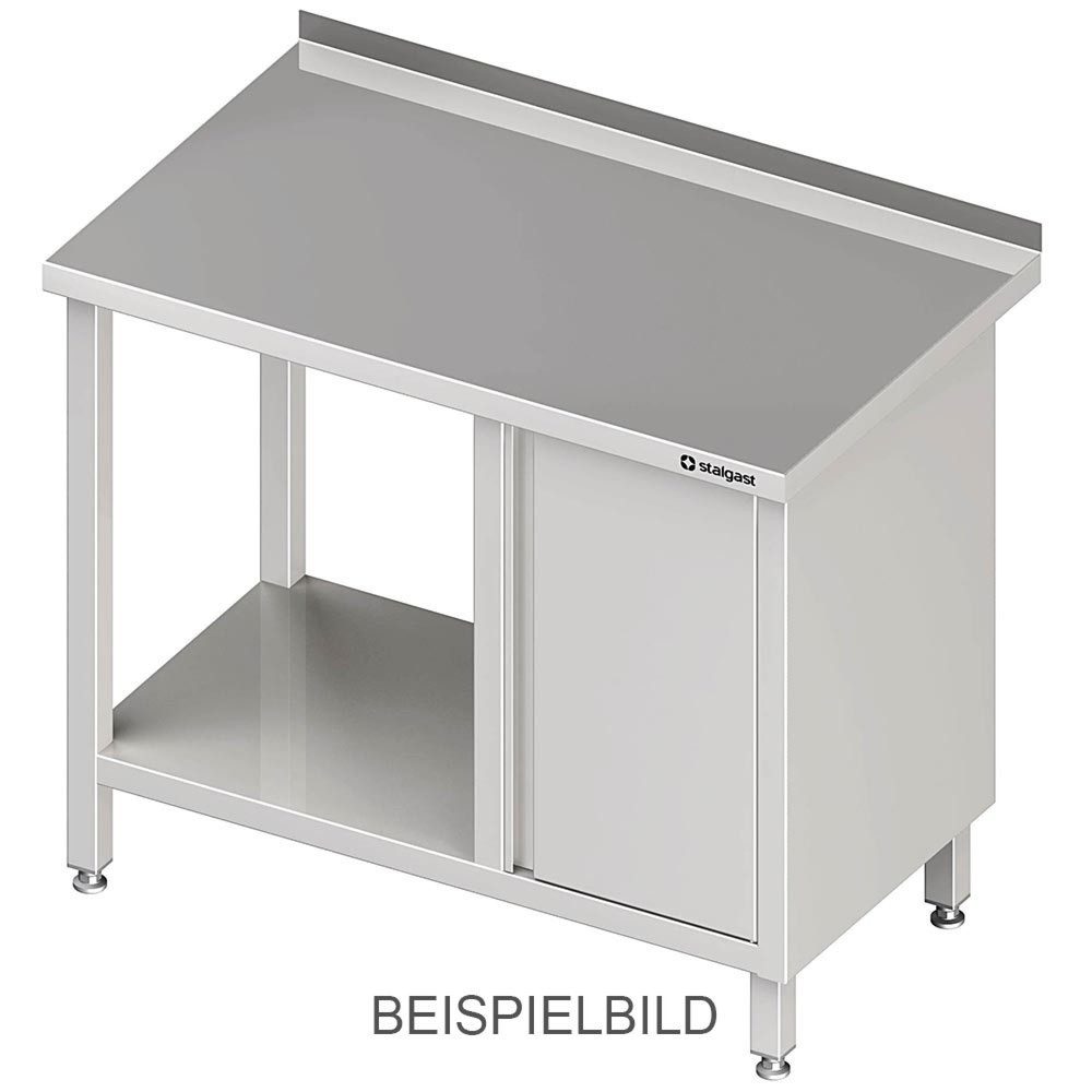 Stalgast Arbeitstisch mit Grundboden, 1800x700x850 mm, mit Flügeltürschrank links, mit Aufkantung, verschweisst