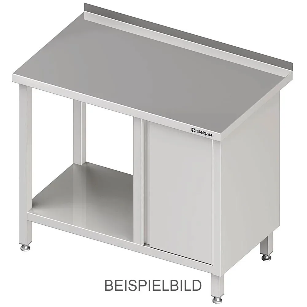 Stalgast Arbeitstisch mit Grundboden, 1700x700x850 mm, mit Flügeltürschrank links, ohne Aufkantung, verschweisst