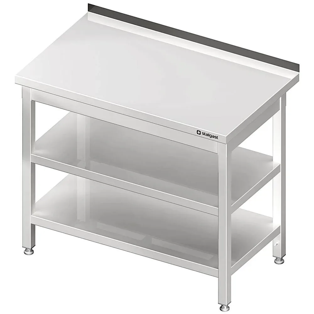 Stalgast Arbeitstisch mit Grund- und Zwischenboden, 600x600x850 mm, mit Aufkantung, verschweisst