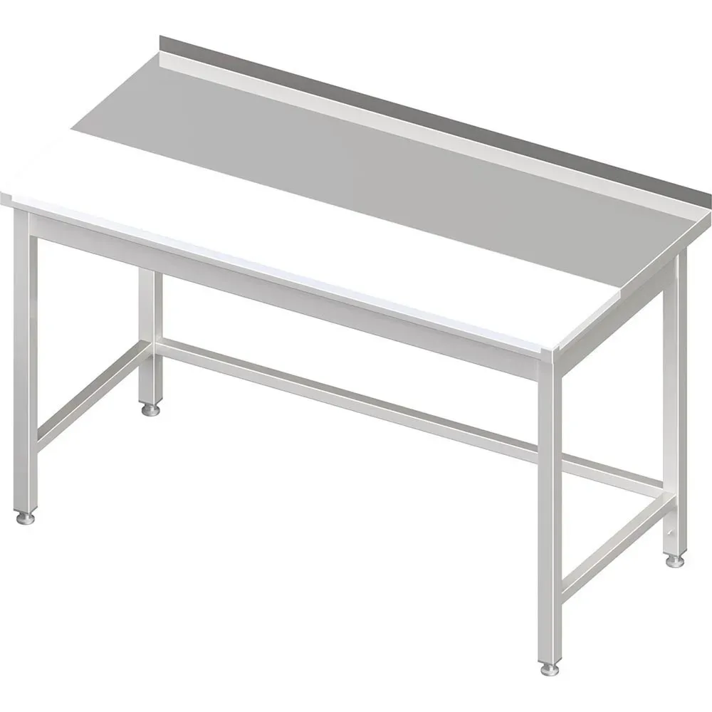 Stalgast Arbeitstisch ohne Grundboden, 1400x700x850 mm, mit vertiefter PE-Schneideplatte, mit Aufkantung, verschweisst