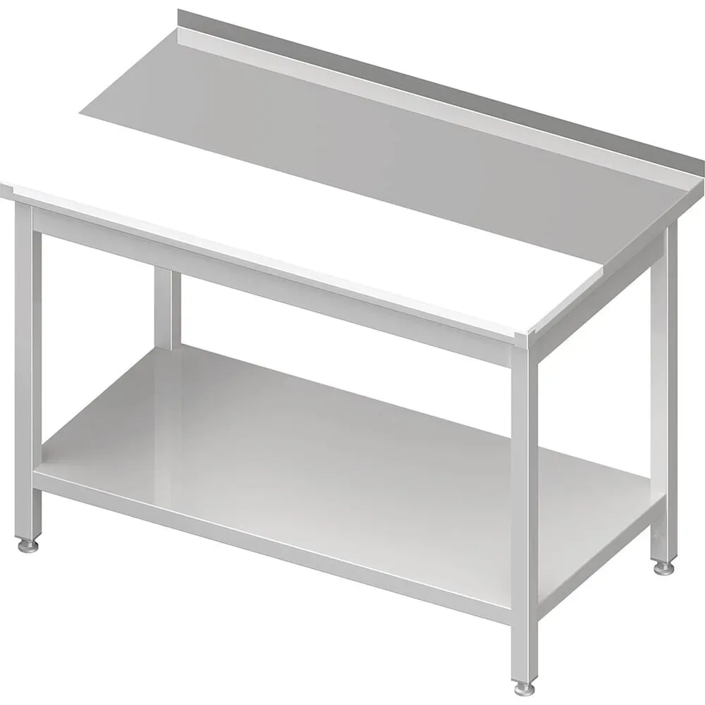 Stalgast Arbeitstisch mit Grundboden, 1100x600x850 mm, mit vertiefter PE-Schneideplatte, mit Aufkantung, verschweisst