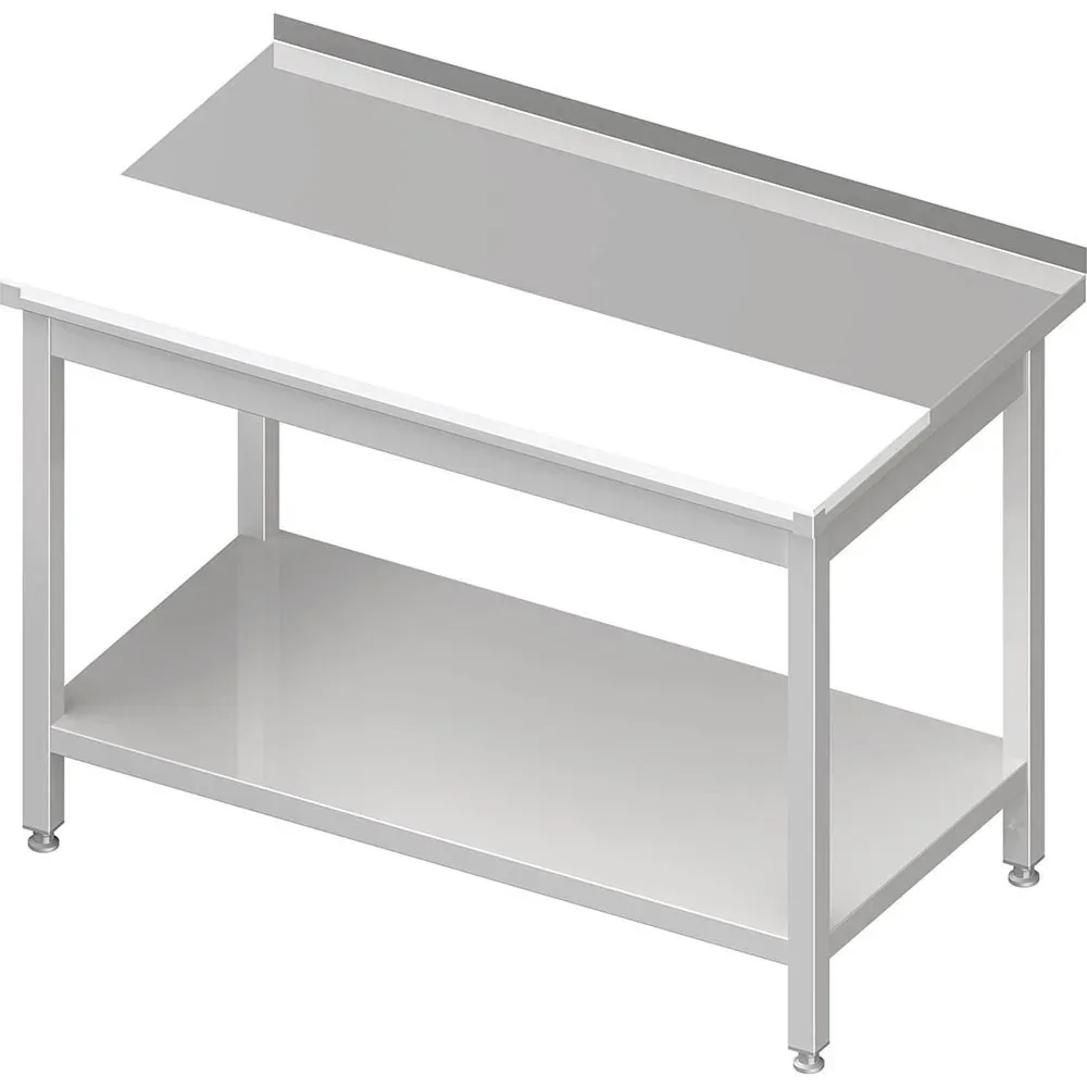 Stalgast Arbeitstisch mit Grundboden, 1900x600x850 mm, mit vertiefter PE-Schneideplatte, mit Aufkantung, verschweisst