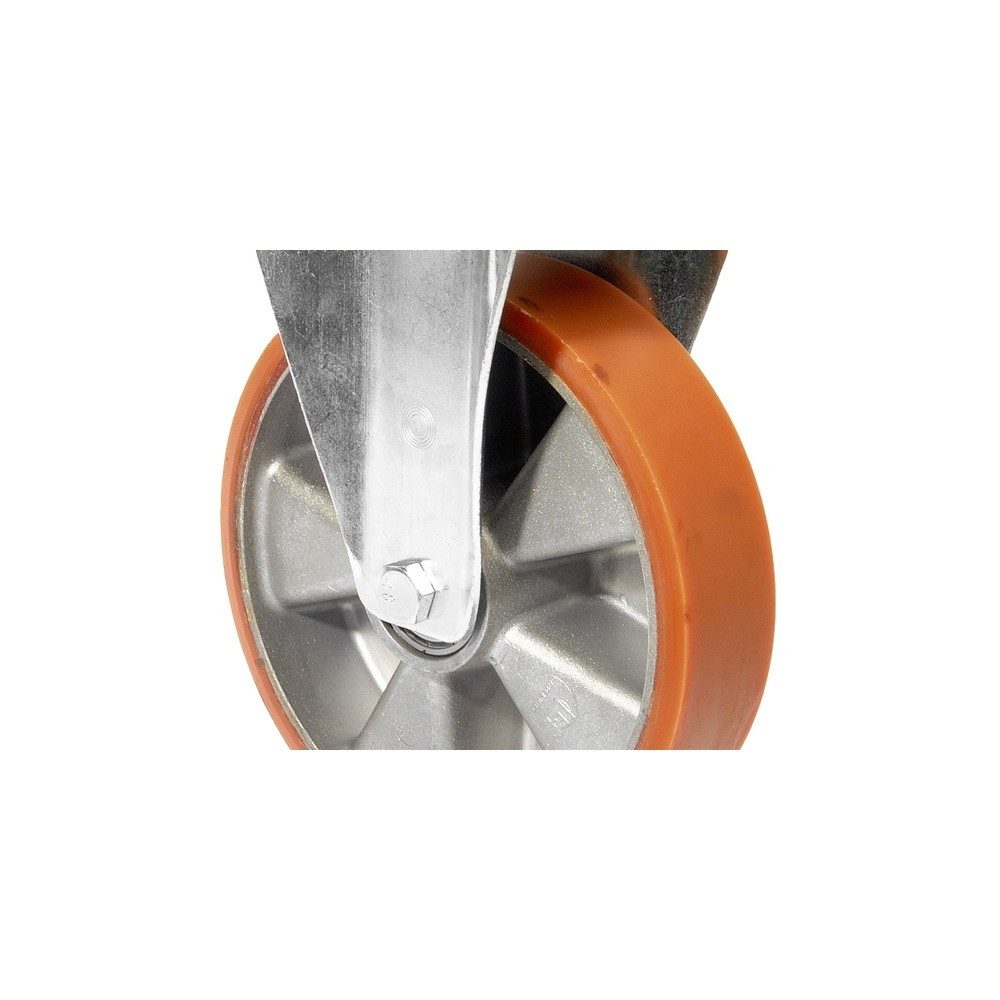 BS ROLLEN Transportrolle Prothane® Guss-Polyurethan, Bockrolle, Kugellager, Platte, Ø x Breite 100 x 40 mm, TK 200 kg