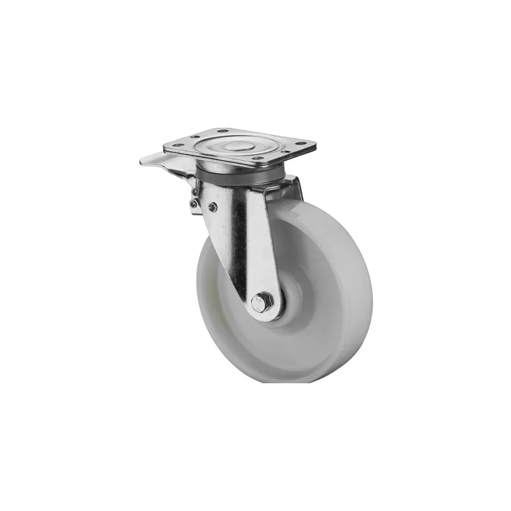 BS ROLLEN Schwerlastrolle Kunststoff, Lenkrolle mit Feststeller, Kugellager, Platte, Ø x Breite 200 x 50 mm, TK 600 kg