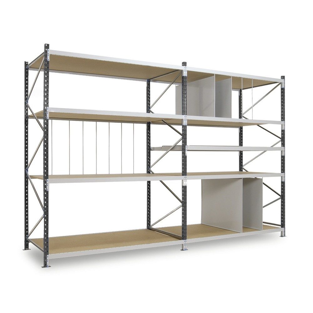 ManOrga Weitspannregal, mit Spanplatten, GF, graphitgrau/lichtgrau, HxBxT 2.500 x 1.500 x 800 mm