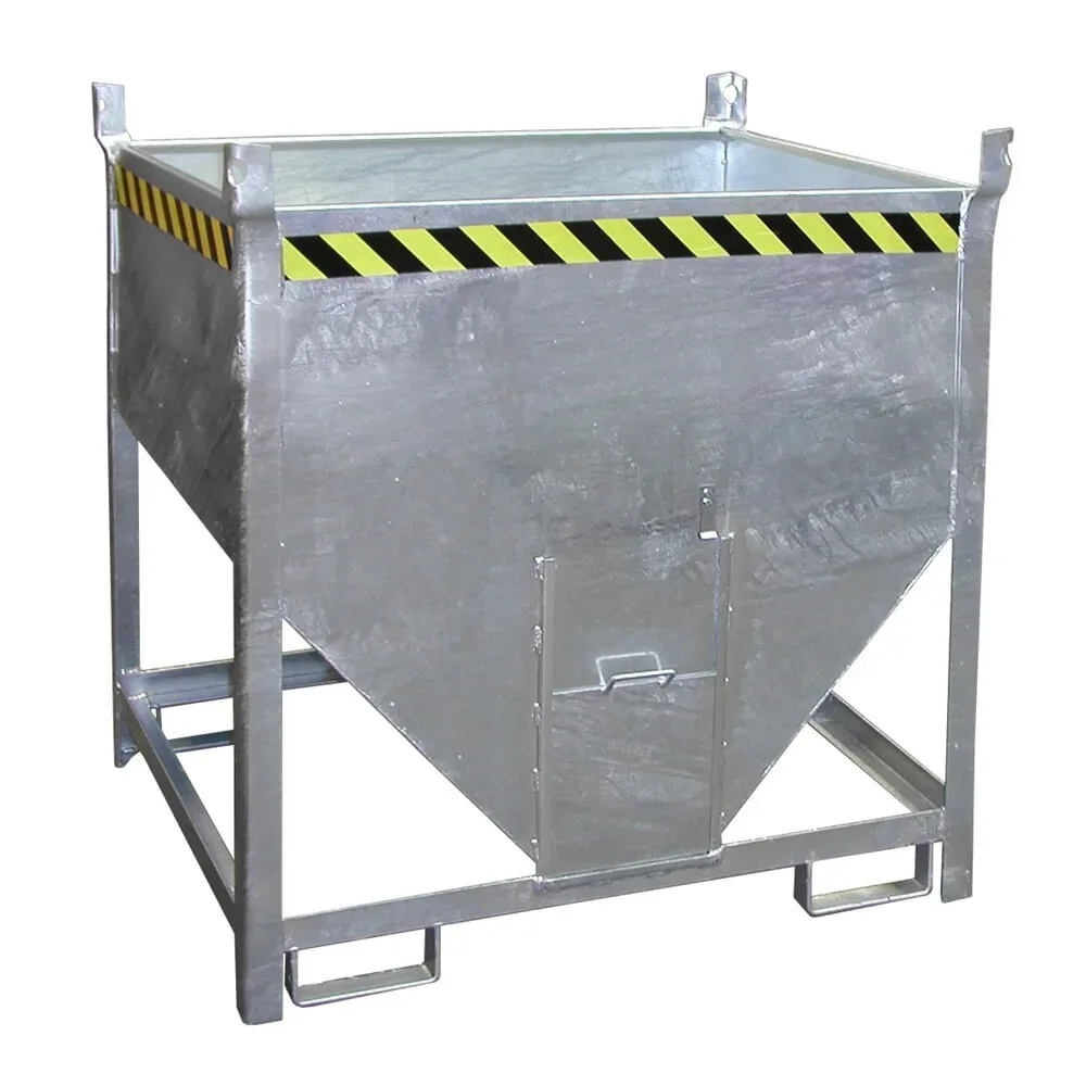 Bauer Silobehälter SGS 75, mit Schieberverschluss, L 1000 x B 1200 x H 1260 mm, 0,75 m³, bis 1000 kg, Stahl, feuerverzinkt