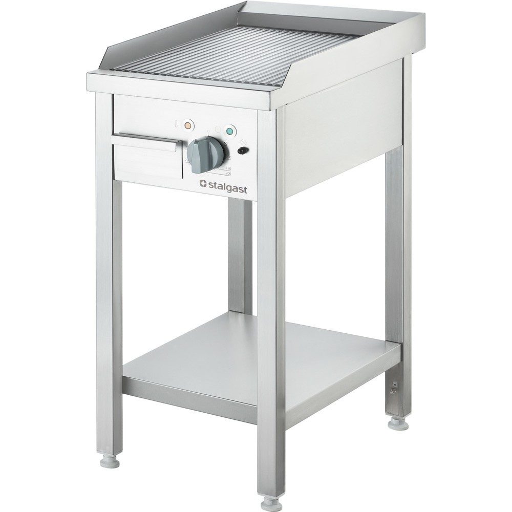 Stalgast Elektro-Griddleplatte als Standgerät gerillt, Unterbau offen, 400 x 700 x 850 mm (BxTxH)