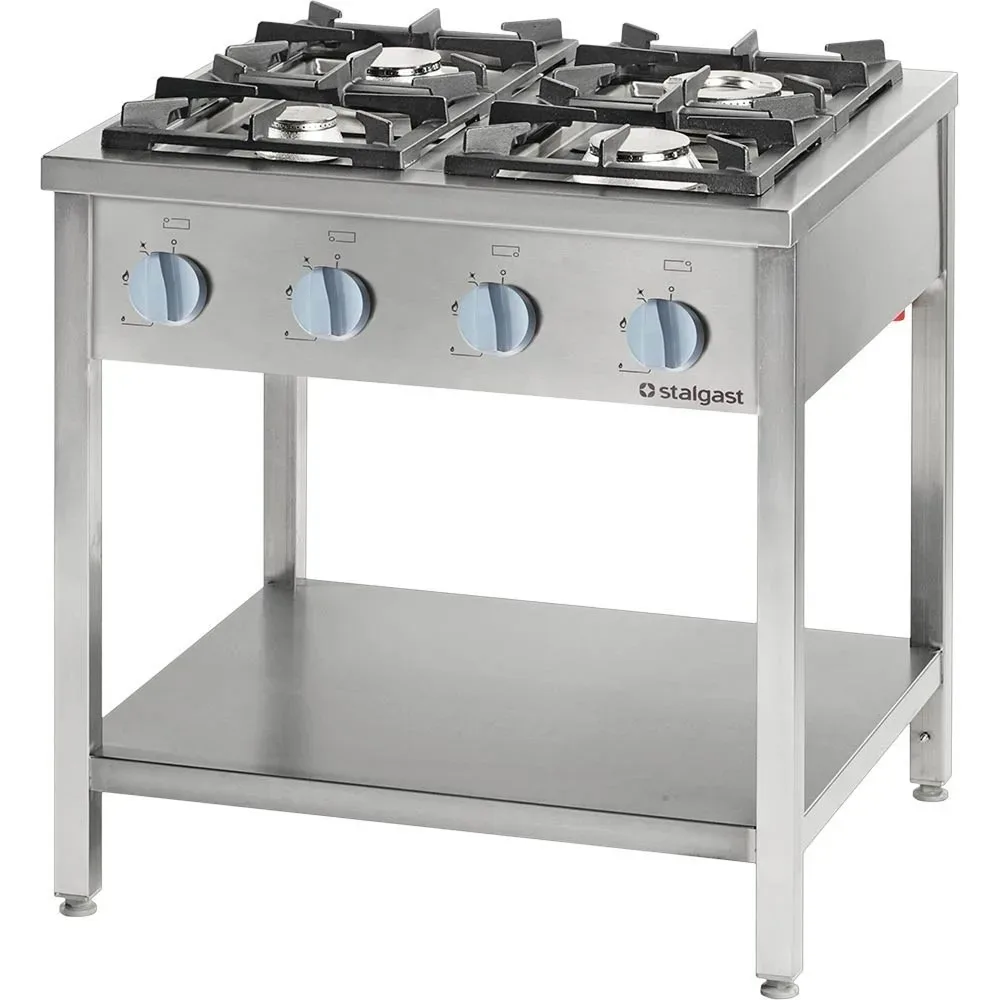 Stalgast Gasherd Serie 900 4-Brenner (3,5+5+2x7), 22,5 kW, G20, 900 x 900 x 850 mm (BxTxH)