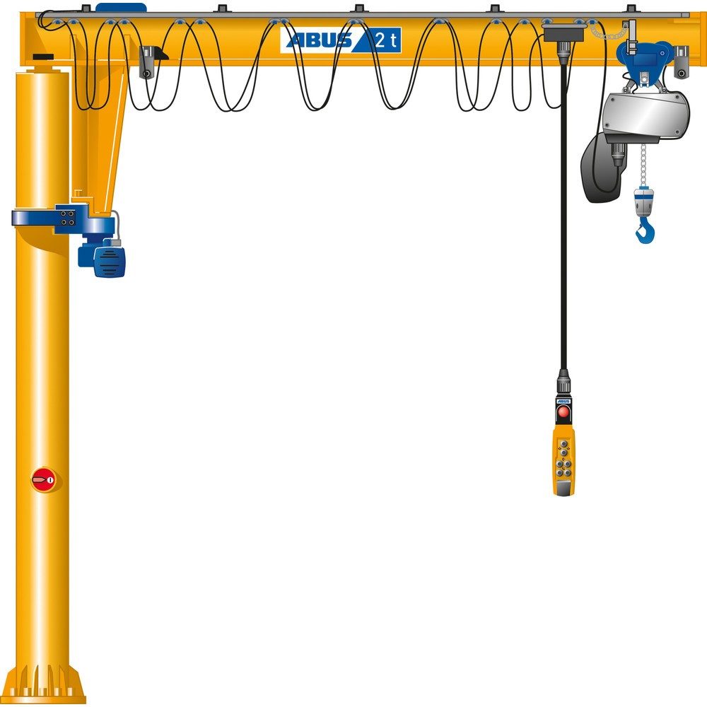 ABUS Schwenkkran VS, Säulenausführung, Fundament-Anker, 360° Schwenkbereich, Ausladung 7 m, TK 2.000 kg, Katzfahren u. Schwenken elektrisch