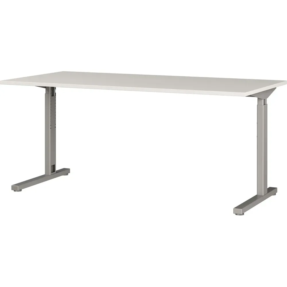 Schreibtisch PROFI, 1.600 x 800 mm, mech. höhenverstellbar, Lichtgrau/Silber