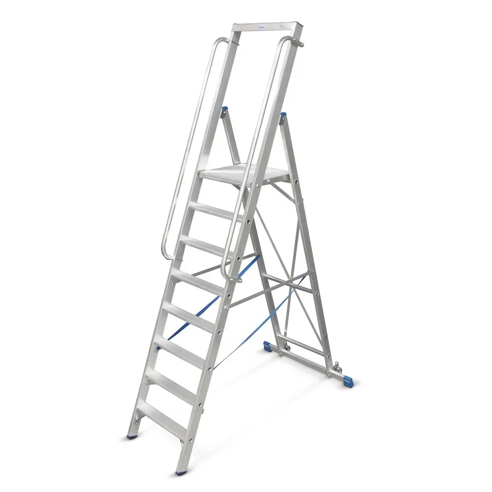 Stufenstehleiter, mit grosser Plattform, Aluminium, mit 6 Stufen
