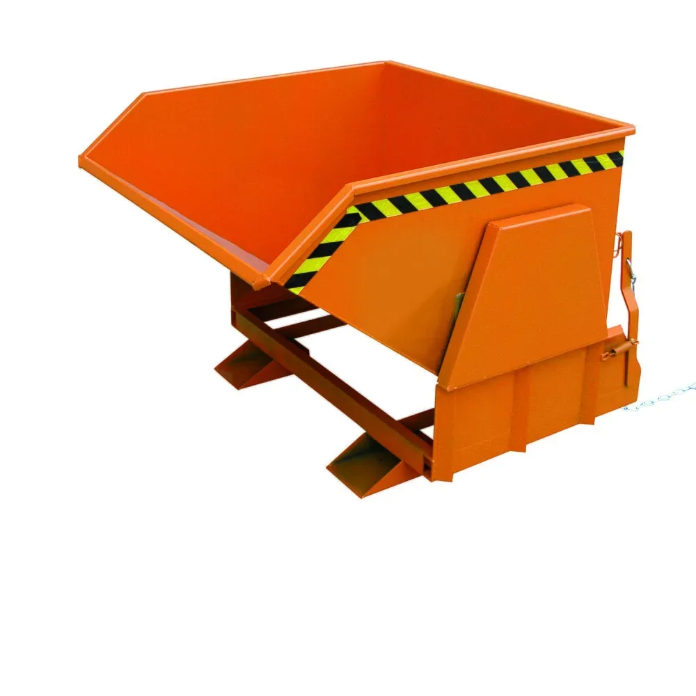Eichinger® Schwerlast-Kippbehälter mit geschützten Abrollkufen, 1500 kg, 800 Liter, reinorange