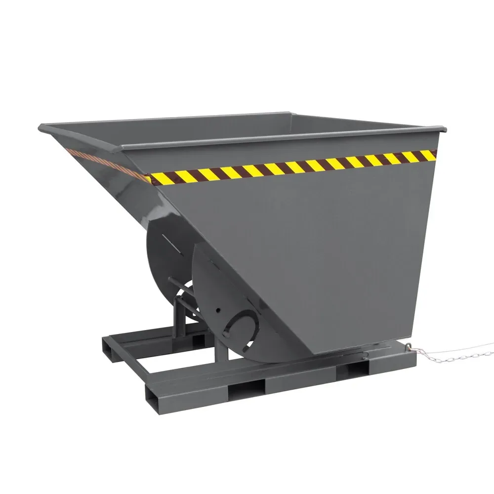 Eichinger® Kippbehälter in hoher Bauhöhe, quer zur und in Fahrtrichtung kippbar, 1000 kg, 500 Liter, anthrazitgrau