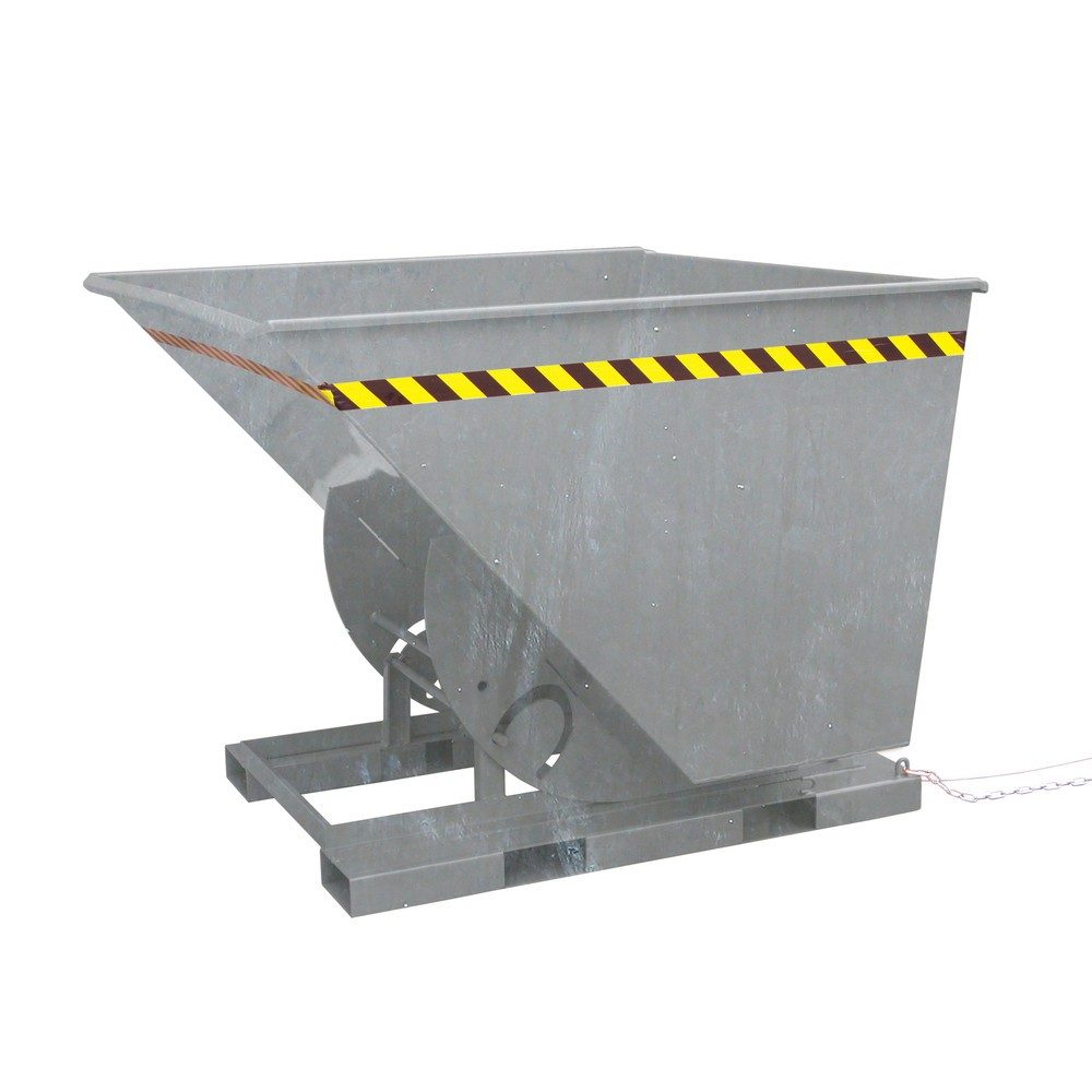 Eichinger® Kippbehälter in hoher Bauhöhe, quer zur und in Fahrtrichtung kippbar, 1000 kg, 300 Liter, feuerverzinkt