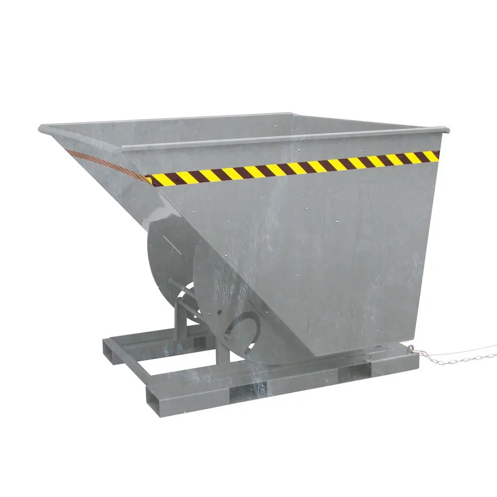 Eichinger® Kippbehälter in hoher Bauhöhe, quer zur und in Fahrtrichtung kippbar, 1000 kg, 300 Liter, feuerverzinkt