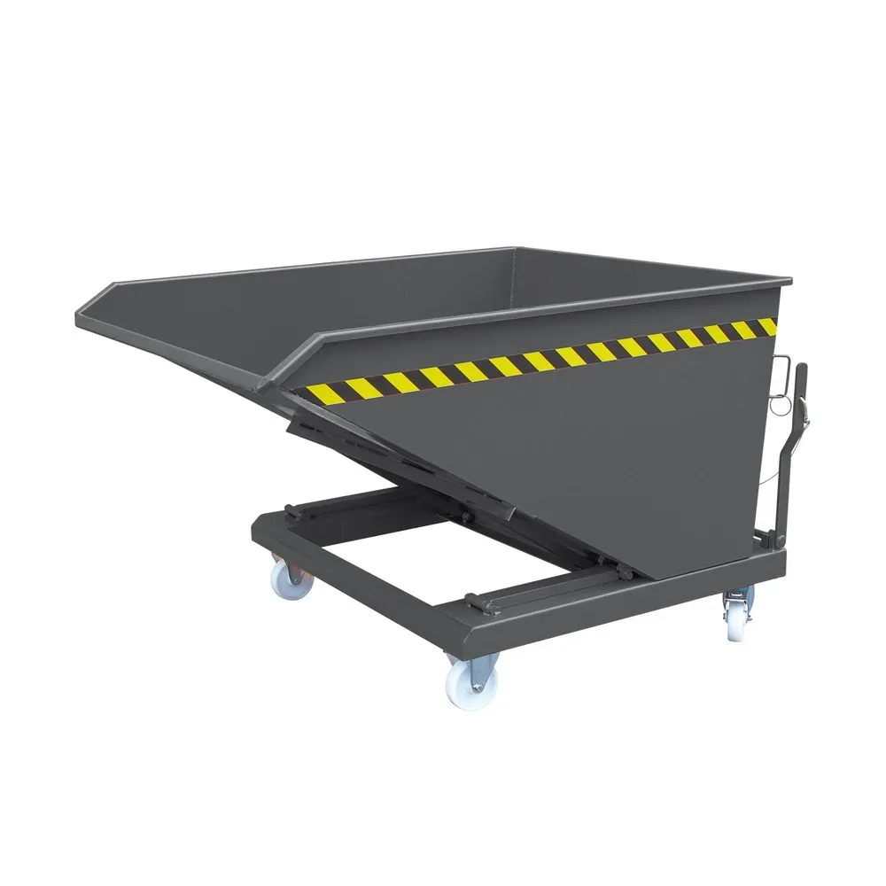 kaiserkraft Kippbehälter, mit Scheren-Kipp-Mechanismus, Volumen 500 l, anthrazitgrau RAL 7016