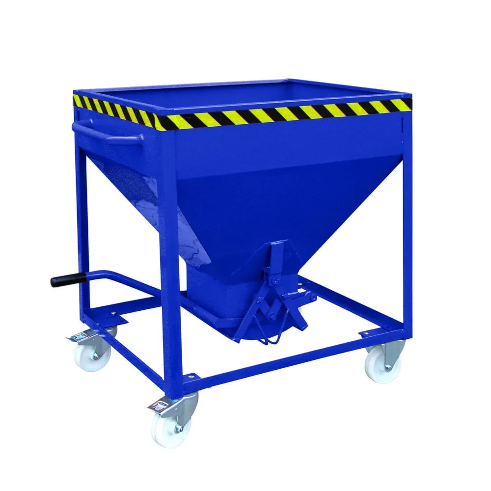 Eichinger® Silobehälter auf Rollen, mittigem, per Hebel bedienbarem Auslauf, 300 Liter, enzianblau