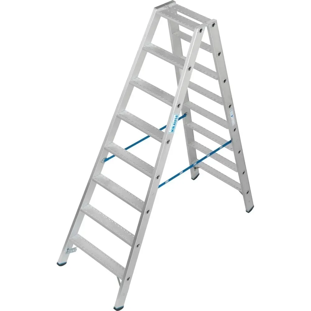 KRAUSE STABILO Doppelleiter R13 2x8 Stufen, 80 mm Lochbild selbstreinigend, hochfeste Alu-Gelenke, SafetyCap