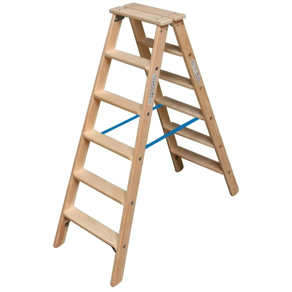 KRAUSE® STABILO Doppelleiter aus Holz 2x6 Stufen