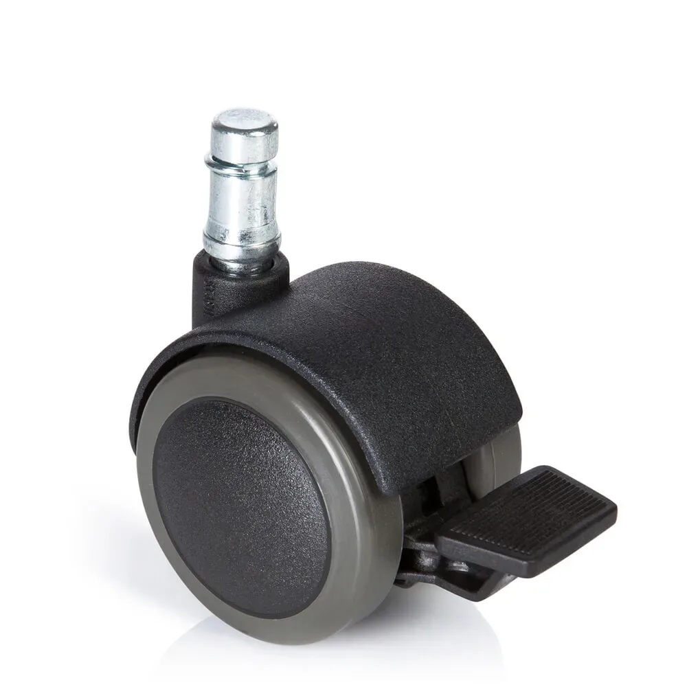 hjh OFFICE 5x Hartbodenrollen mit Feststellbremse ROLO STOP 10 mm / 50 mm, (5er Pack)